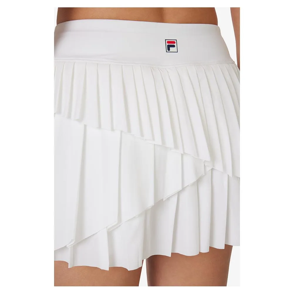 Women's Asymmetrical Pleated Tennis Skort White