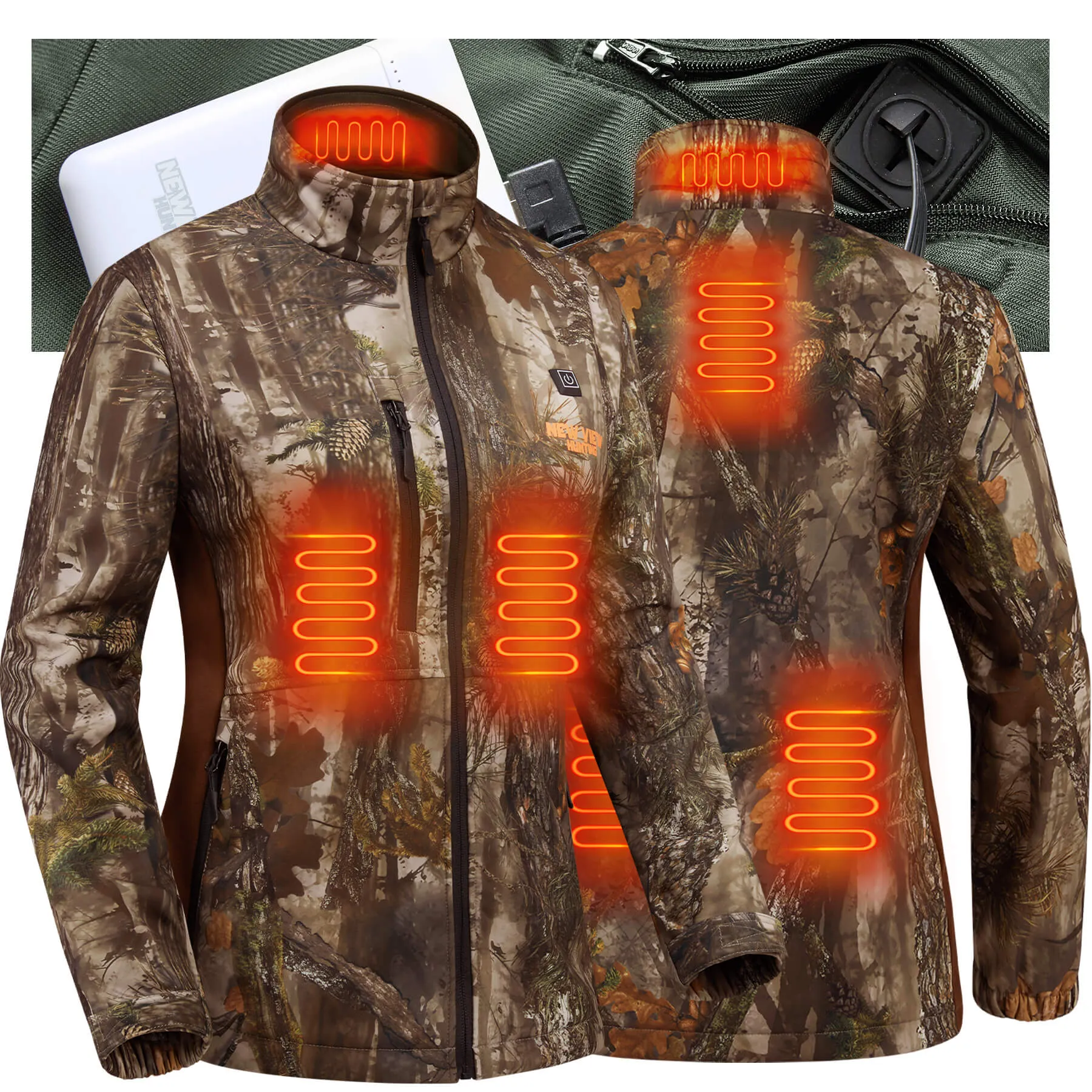 Women's Heated Jacket for Hunting, Powe Bank Included