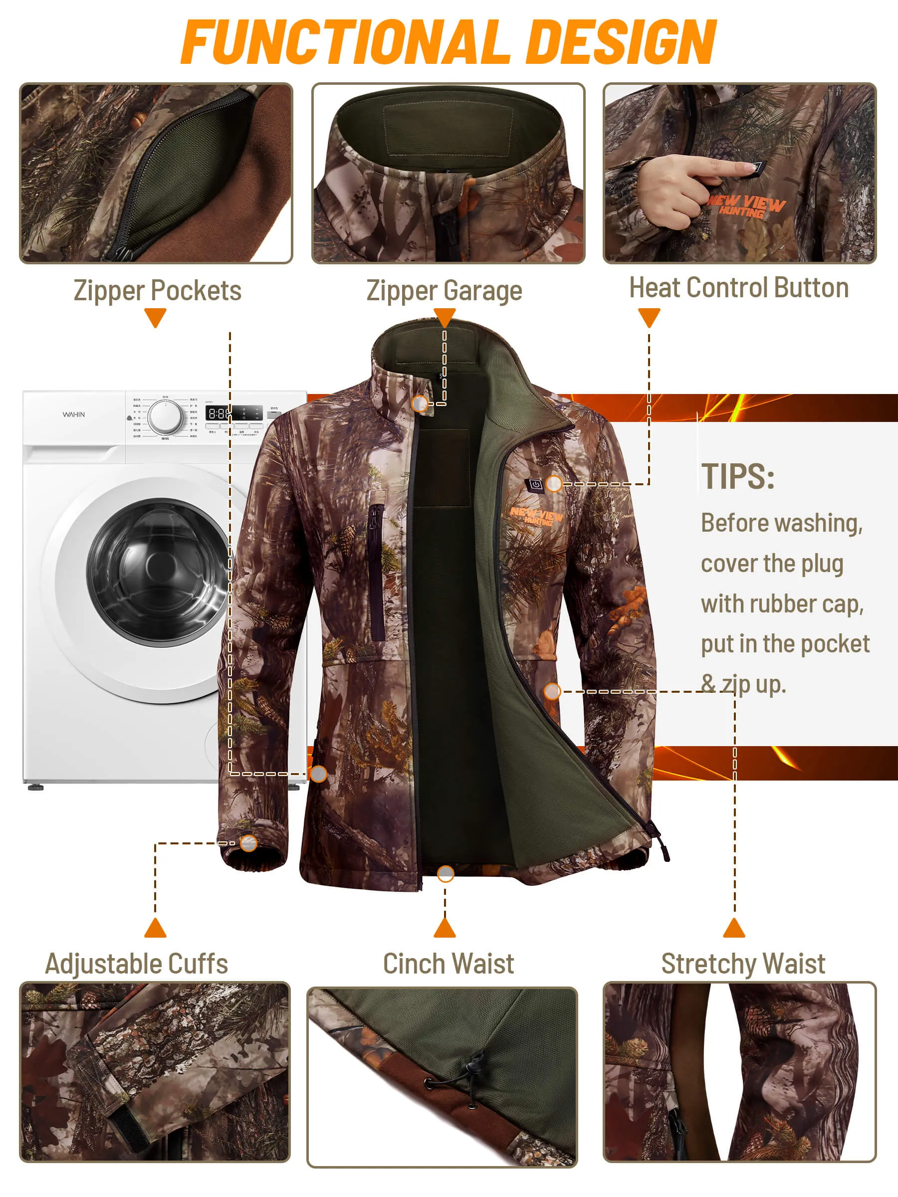 Women's Heated Jacket for Hunting, Powe Bank Included