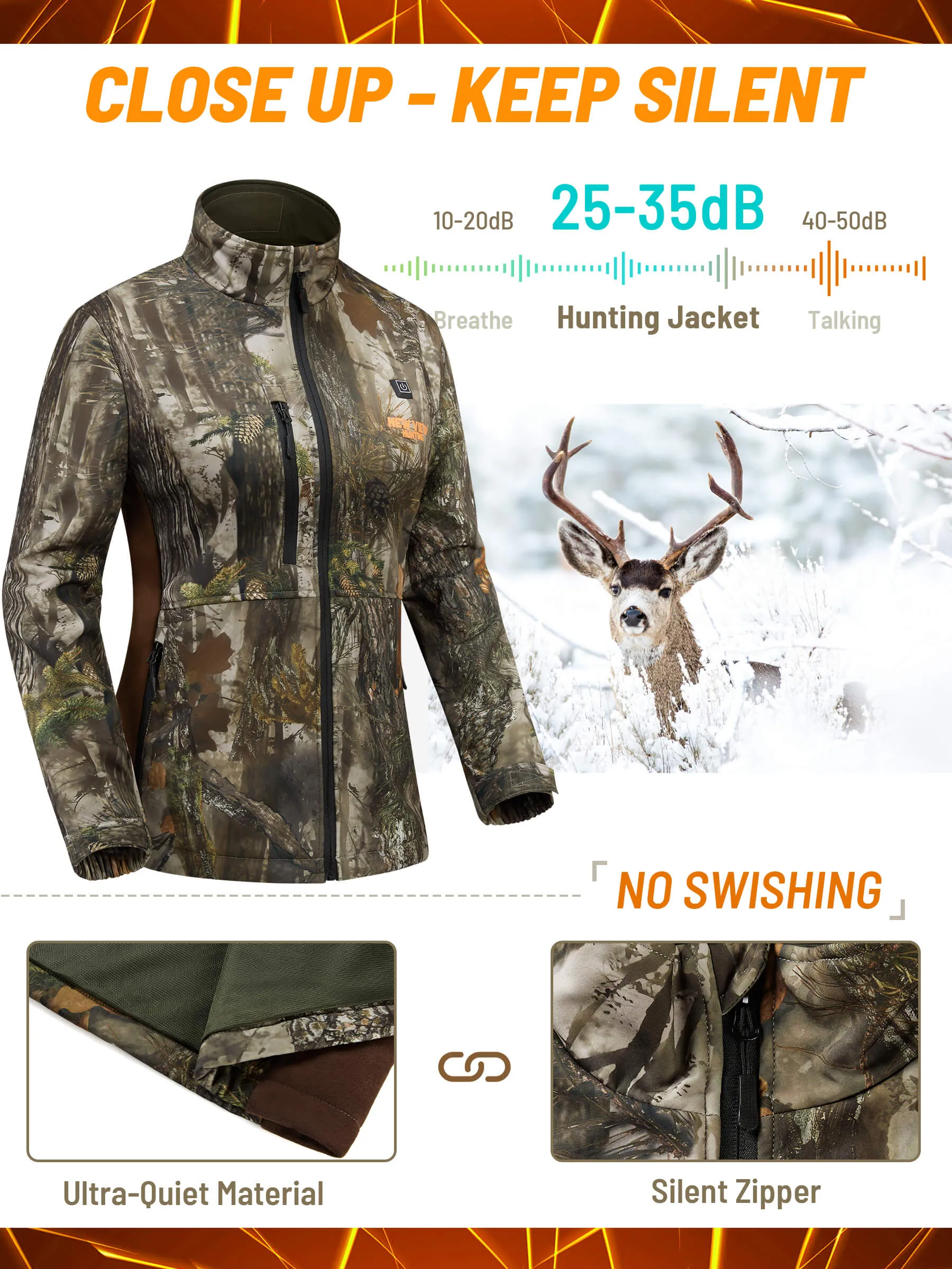 Women's Heated Jacket for Hunting, Powe Bank Included