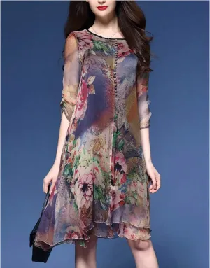 Womens Quarter Sleeve Floral Dress