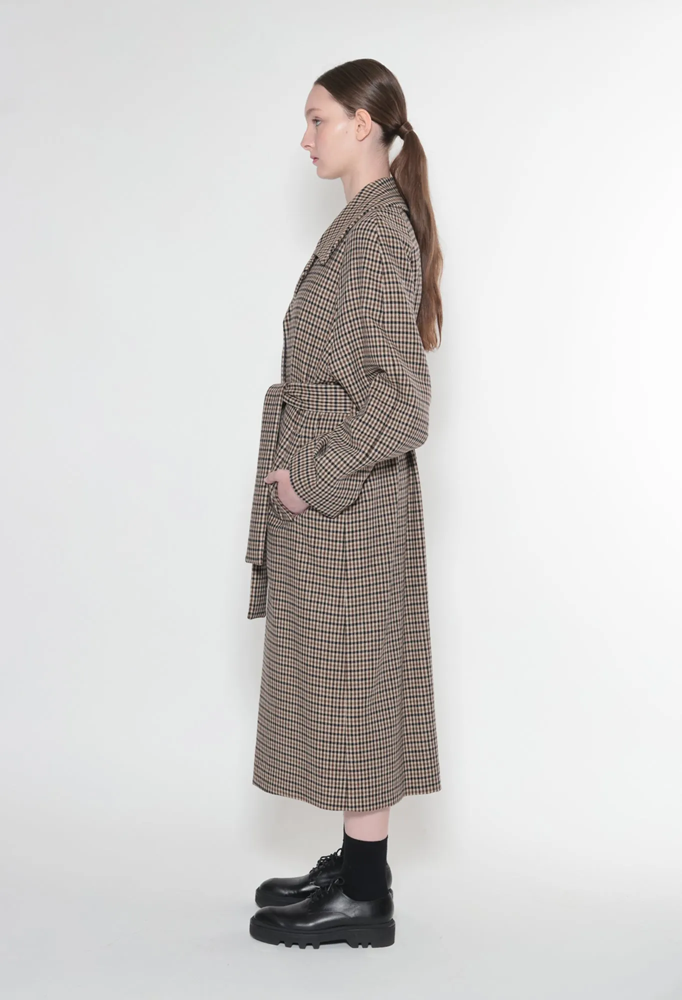 YOSEF - Double-Face Wool Coat in Lannister Check