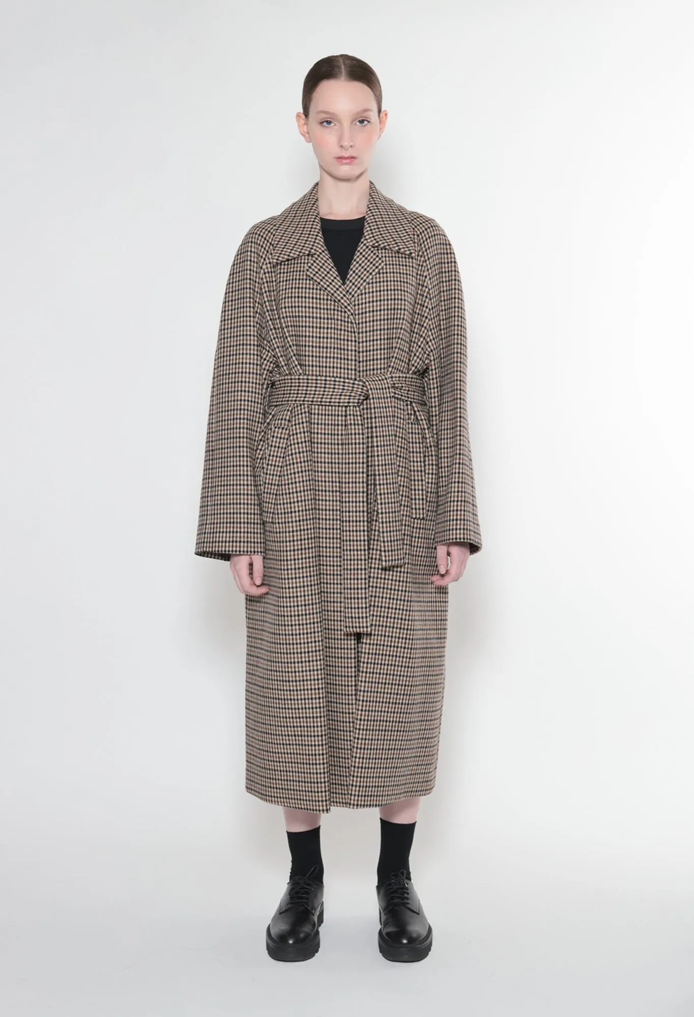 YOSEF - Double-Face Wool Coat in Lannister Check