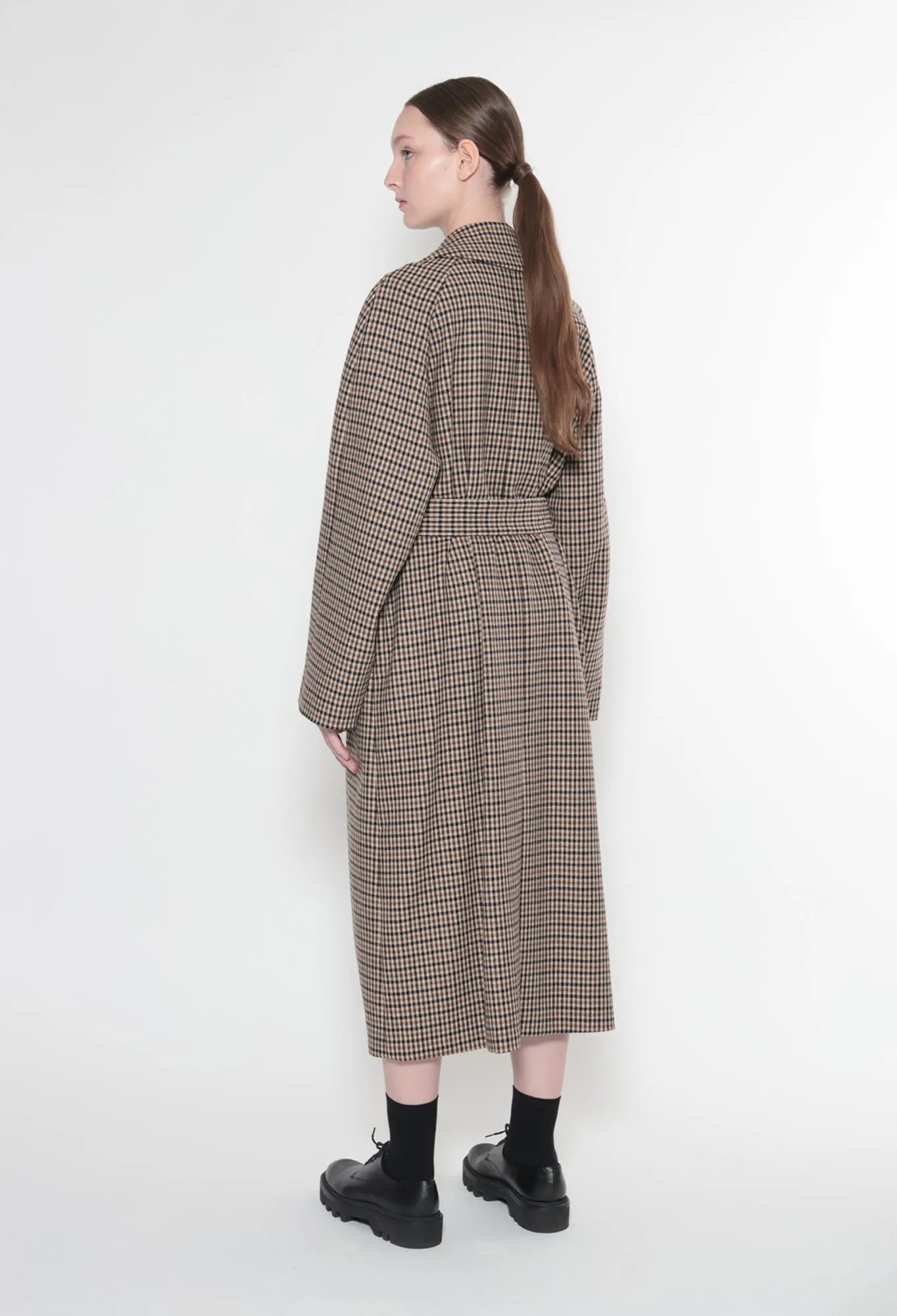 YOSEF - Double-Face Wool Coat in Lannister Check