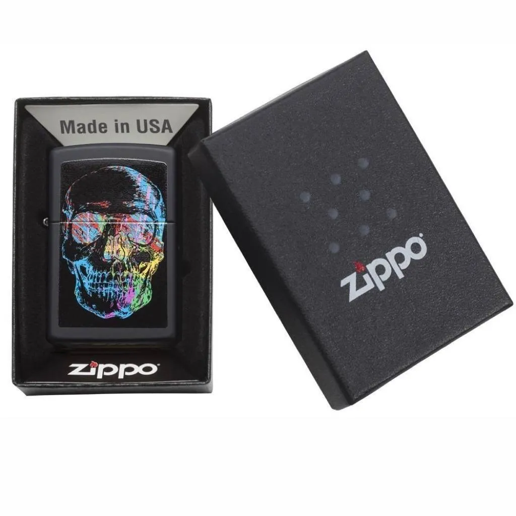 Zippo Colorful Skull Black Matte Lighter - 28042