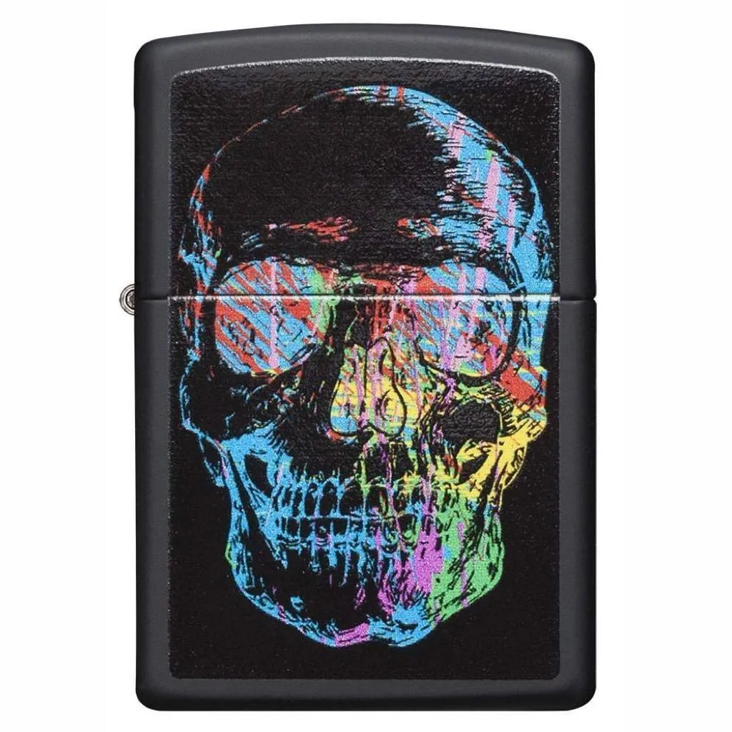 Zippo Colorful Skull Black Matte Lighter - 28042