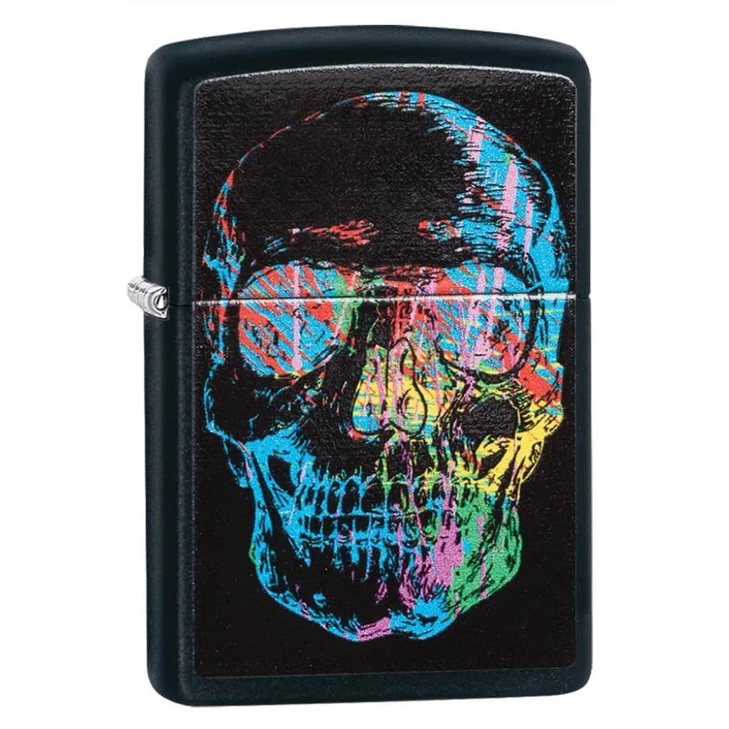 Zippo Colorful Skull Black Matte Lighter - 28042