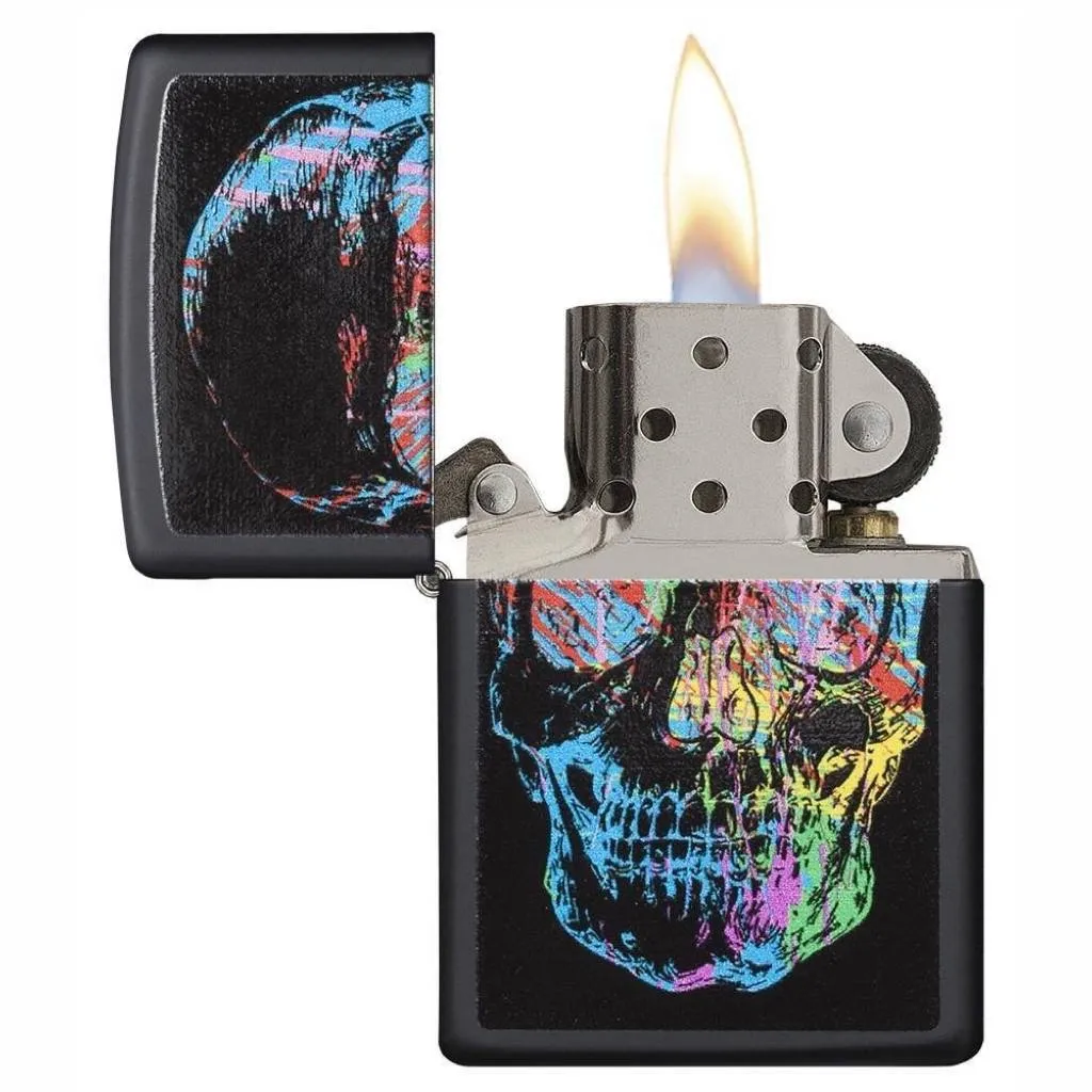 Zippo Colorful Skull Black Matte Lighter - 28042