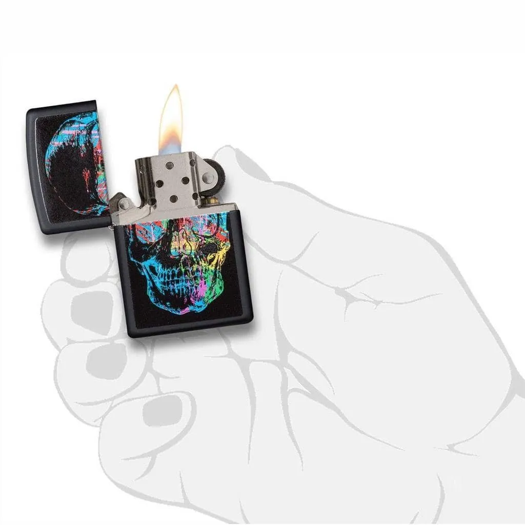 Zippo Colorful Skull Black Matte Lighter - 28042